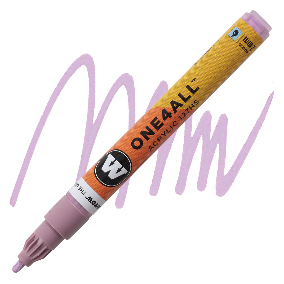 Molotow One4All Acrylic Marker - 2 mm Tip, Lilac Pastel, Bullet Tip marker and swatch