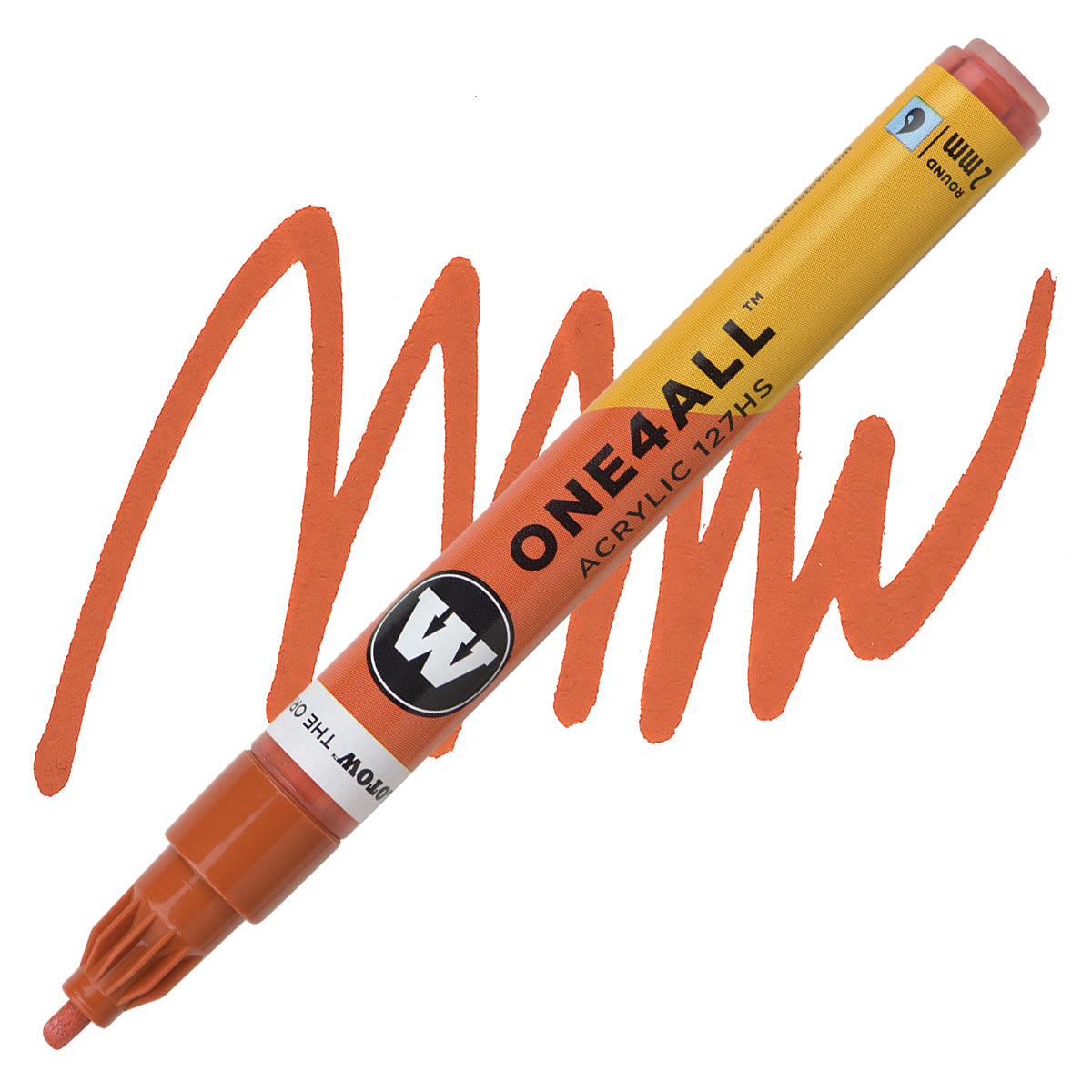 Molotow One4All Acrylic Marker - 2 mm Tip, Lobster, Bullet Tip marker and swatch