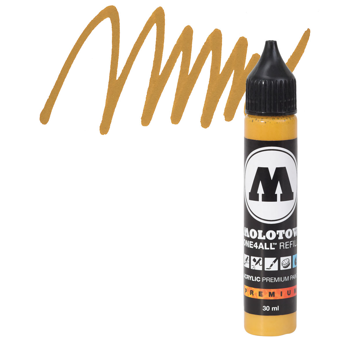 Molotow One4All Acrylic Marker Refill - 30 ml, Ochre Brown Light and swatch