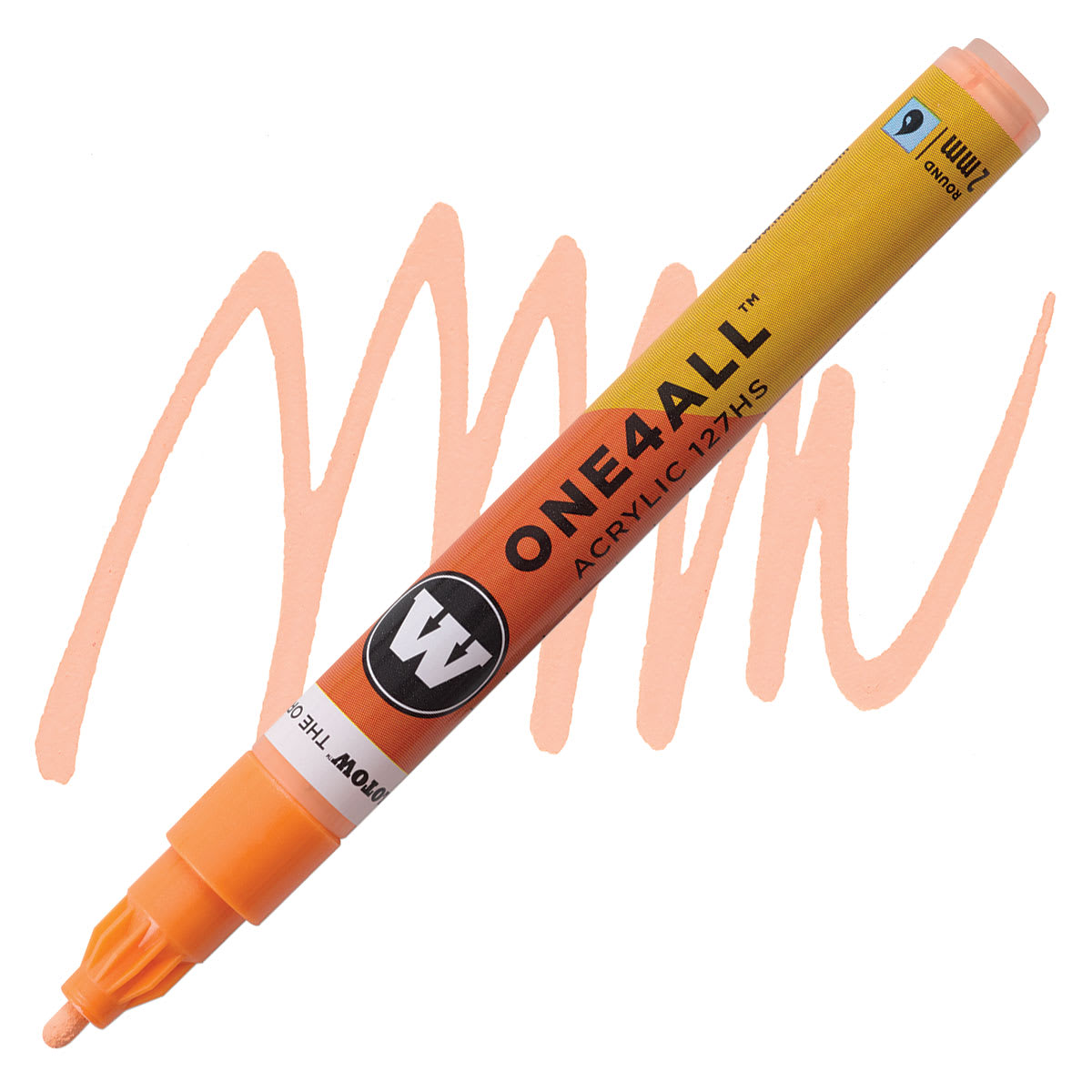 Molotow One4All Acrylic Marker - 2 mm Tip, Peach Pastel, Bullet Tip marker and swatch
