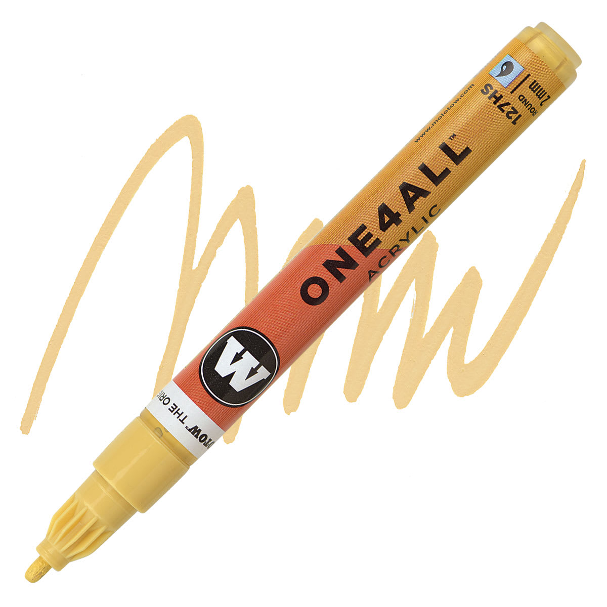 Molotow One4All Acrylic Marker - 2 mm Tip, Sahara Beige Pastel, Bullet Tip marker and swatch