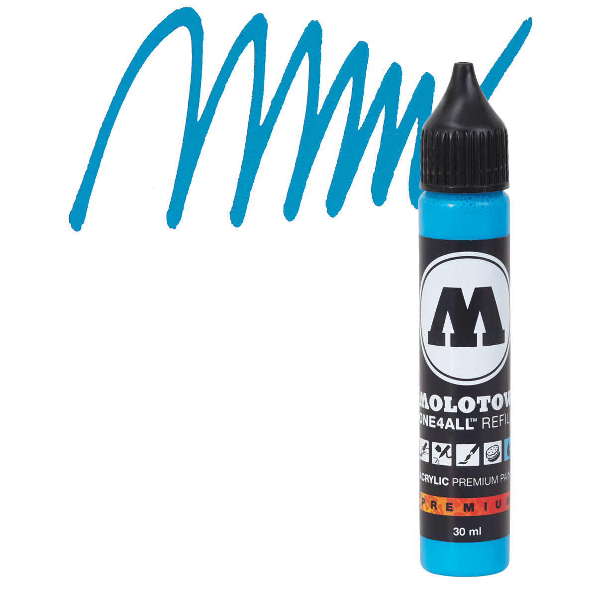 Molotow One4All Acrylic Marker Refill - 30 ml, Shock Blue Middle and swatch