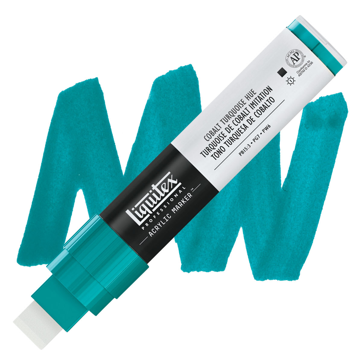 Liquitex Paint Marker - Cobalt Turquoise Hue, 15mm Tip marker and swatch