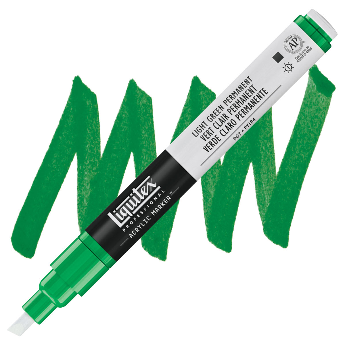 Liquitex Paint Marker - Light Green Permanent, 2mm Tip marker and swatch