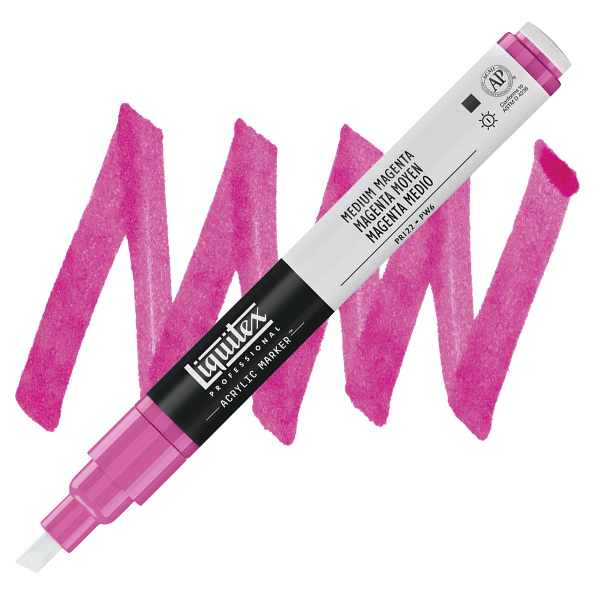 Liquitex Paint Marker - Medium Magenta, 2mm Tip marker and swatch