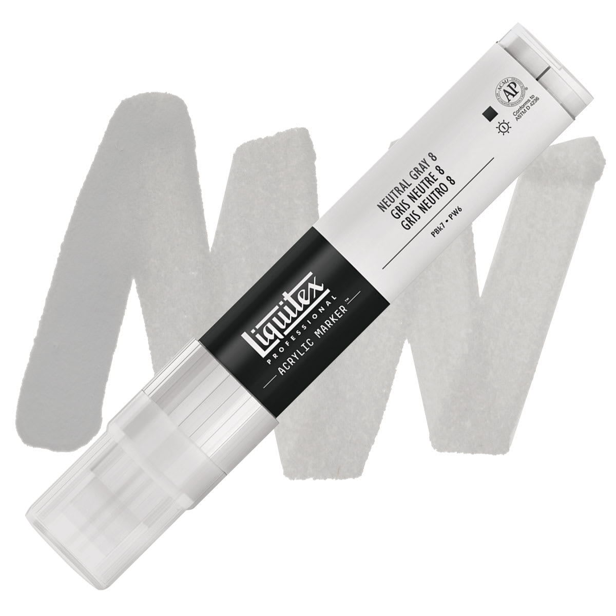 Liquitex Paint Marker - Neutral Gray 8, 15mm Tip marker and swatch