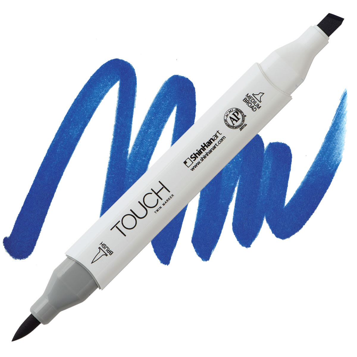Shinhan Touch Twin Brush Marker - Napolean Blue marker and swatch