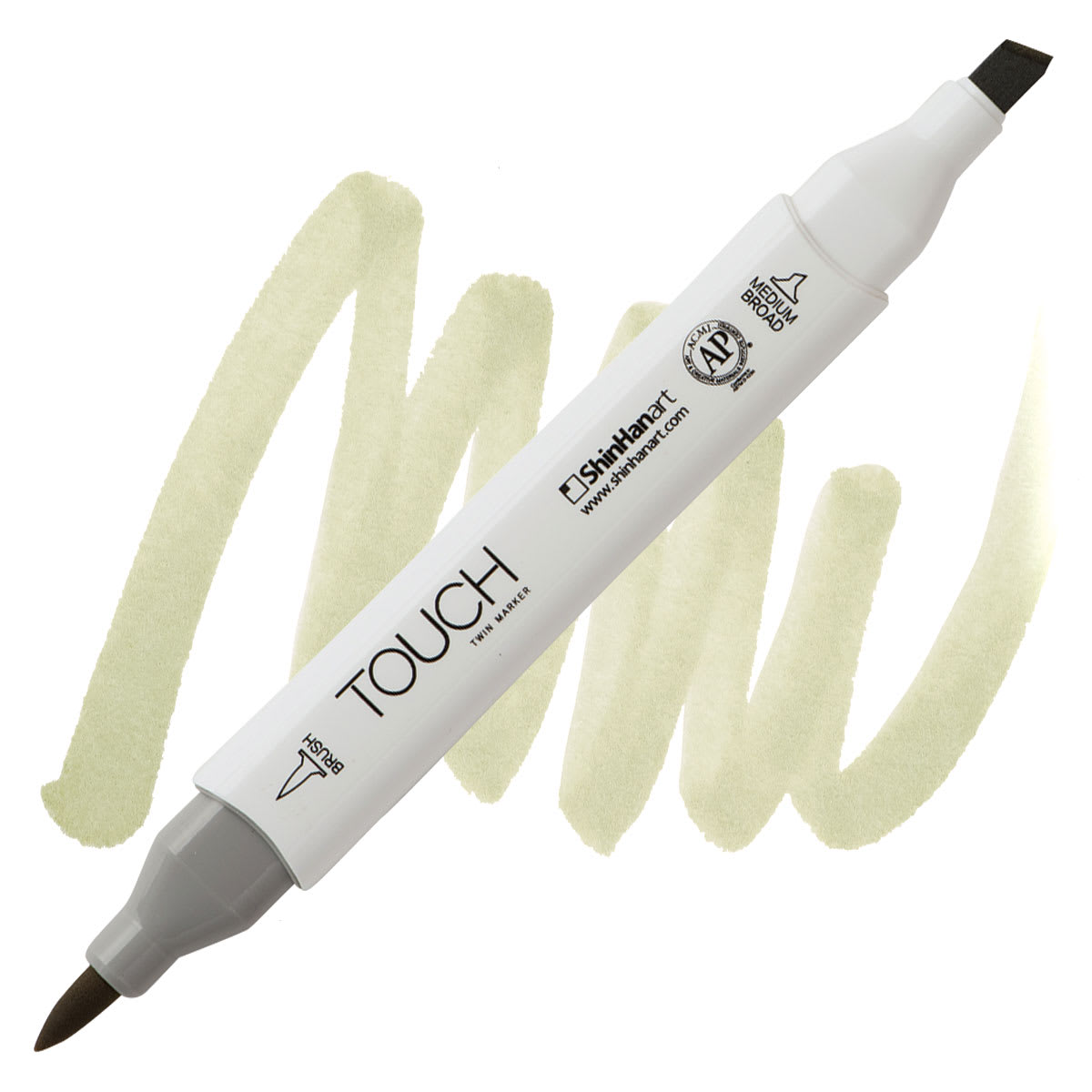 ShinHan Touch Twin Brush Marker - Putty Y169 marker and swatch