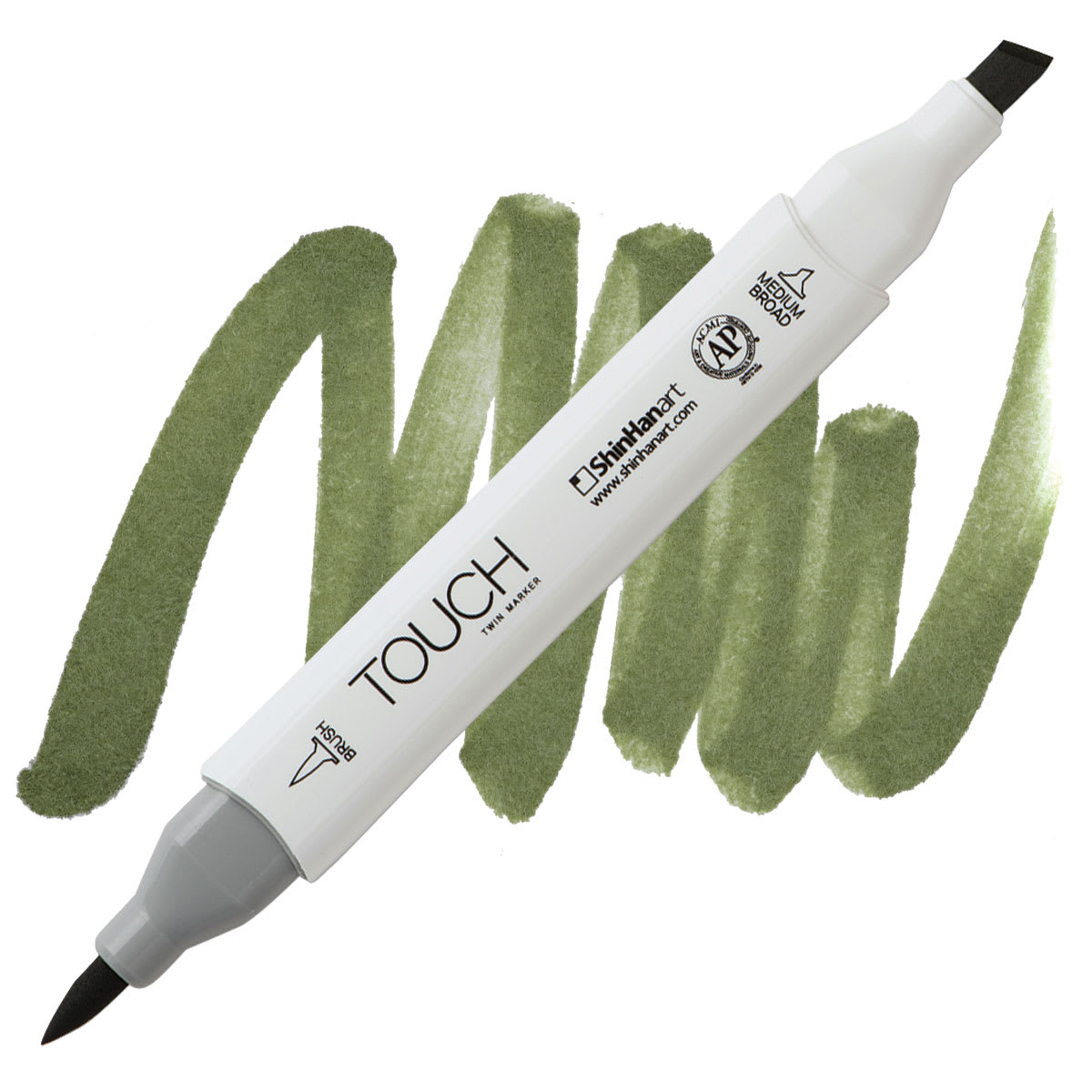 ShinHan Touch Twin Brush Marker - Leather Brown BR112 marker and swatch