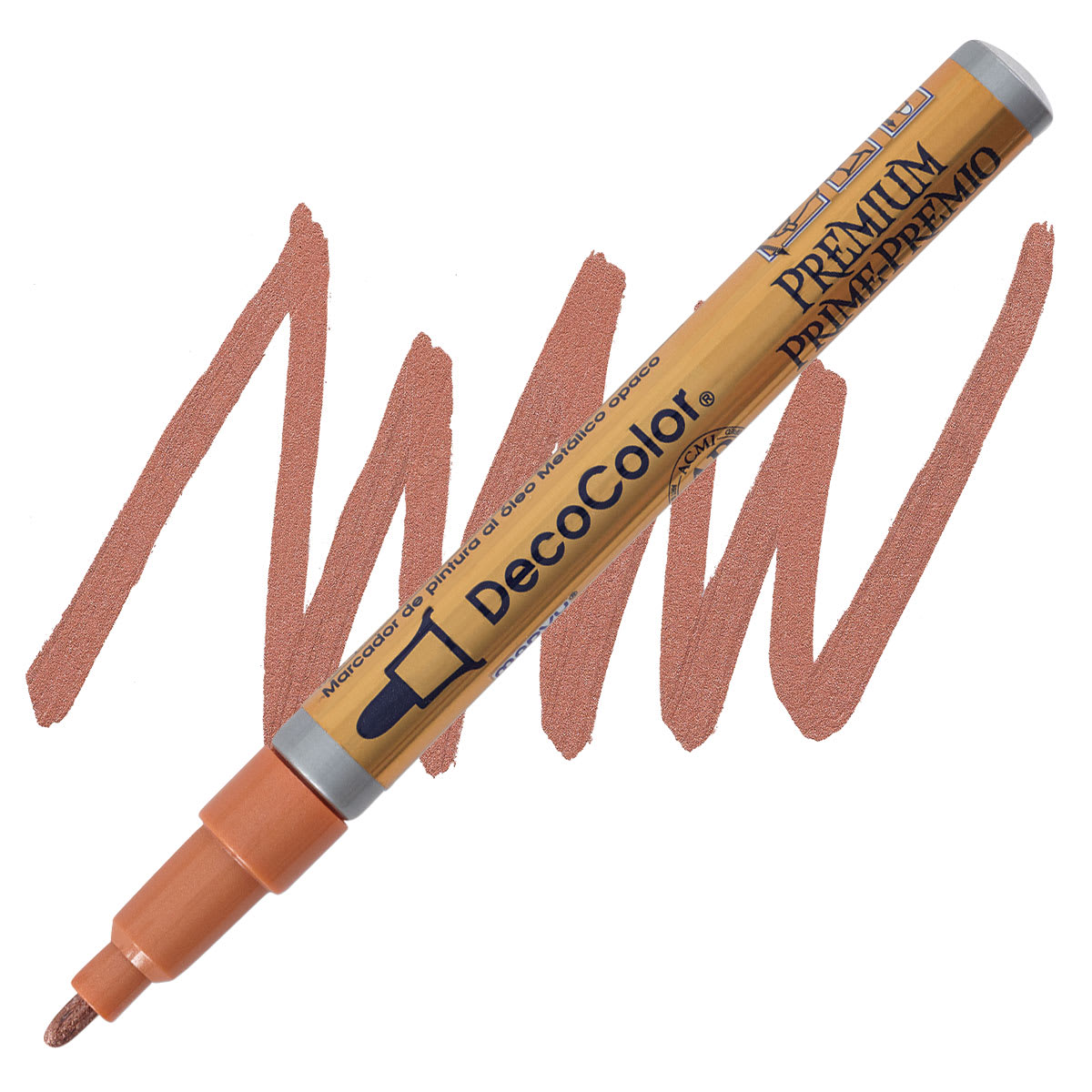 DecoColor Premium Paint Marker - Copper, Bullet Tip, 2 mm marker and swatch