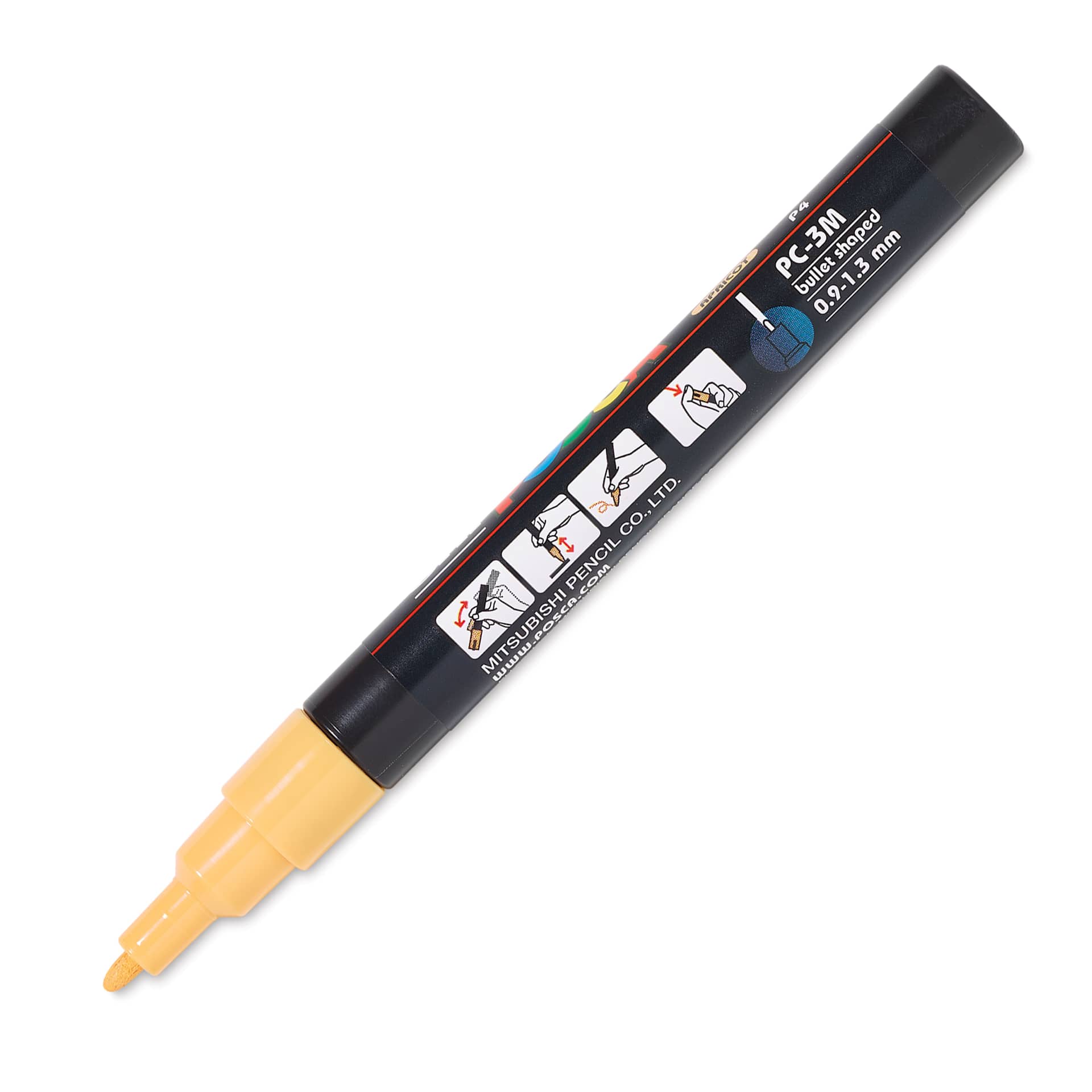 Posca Paint Marker - Apricot, Fine, Bullet Tip, 0.9 mm - 1.3 mm - cap off