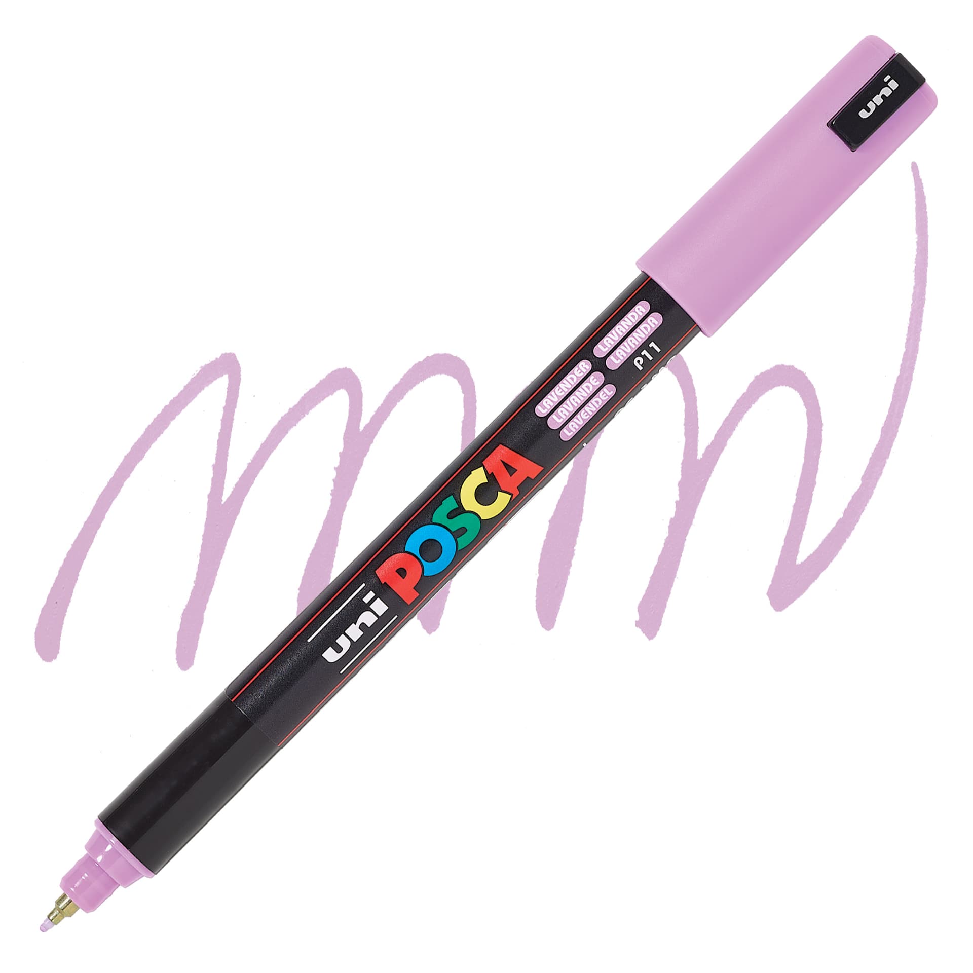 Posca Paint Marker - Lavender, X-Fine Tip, 0.7 mm - swatch and marker
