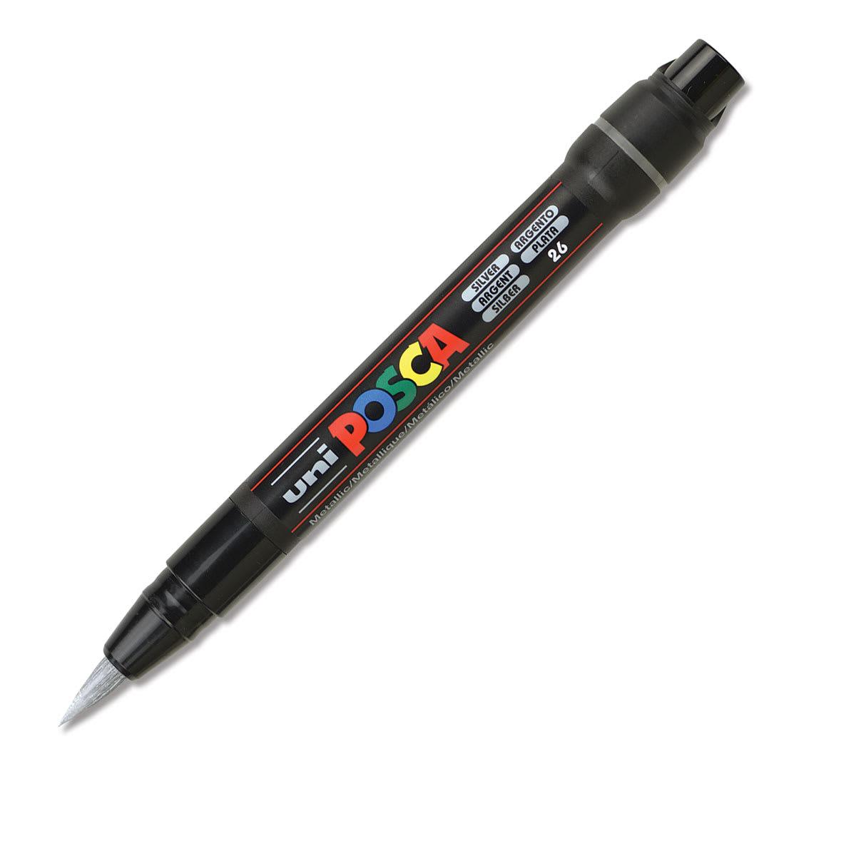 Uni Posca Paint Marker - Silver, Brush Tip