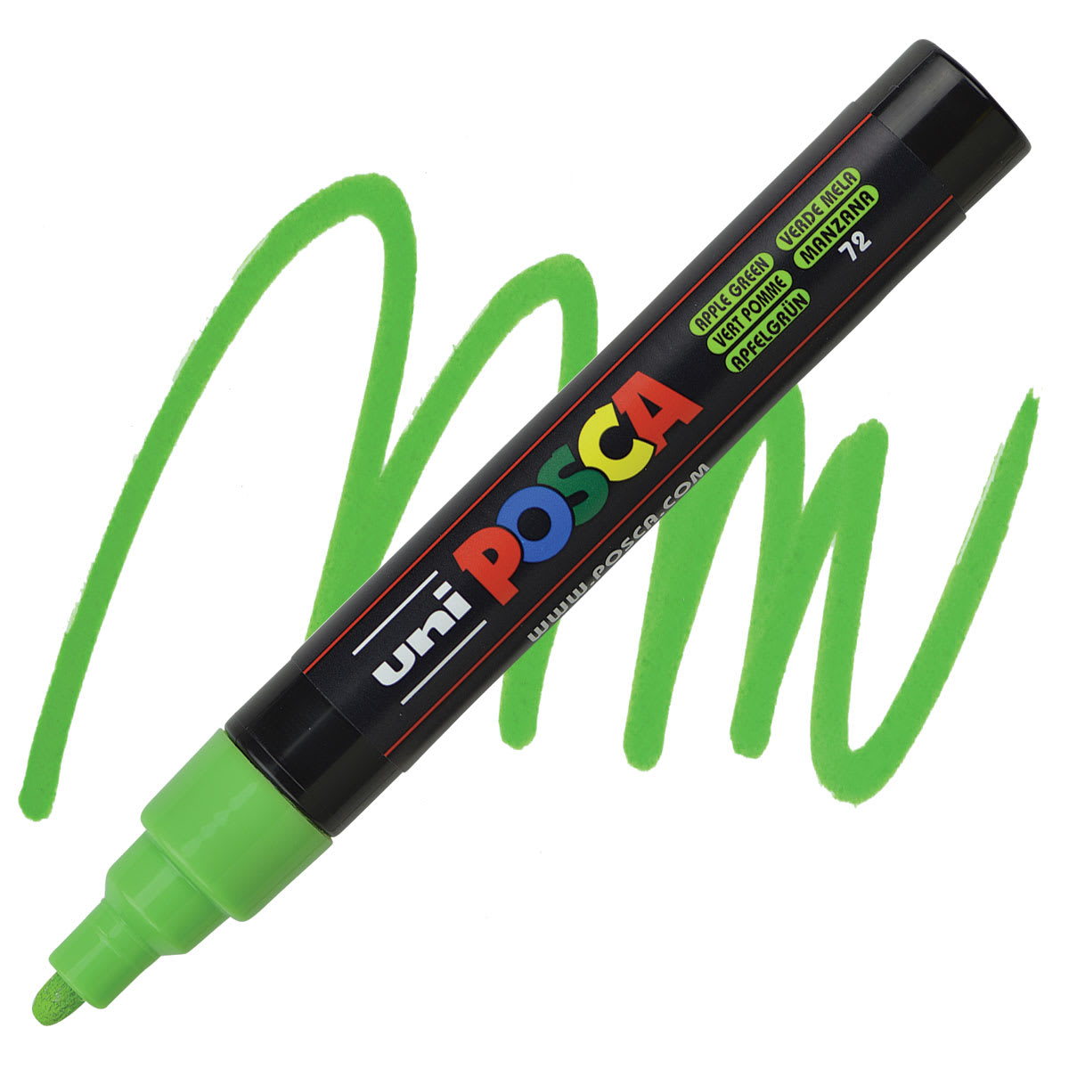 Posca Paint Marker - Apple Green, Bullet Tip, 2.5 mm - marker and swatch