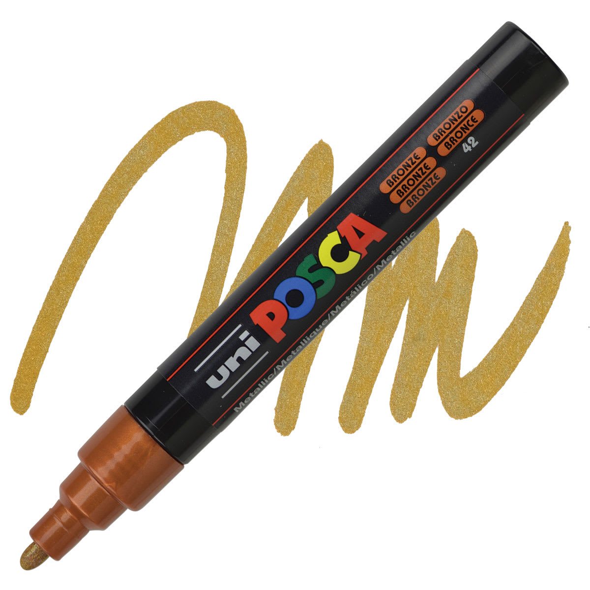 Posca Paint Marker - Bronze, Bullet Tip, 2.5 mm - marker and swatch