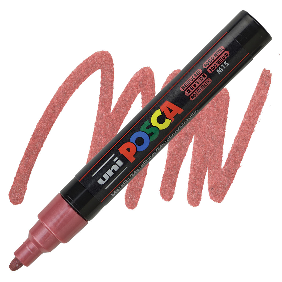 Posca Paint Marker - Metallic Red, Bullet Tip, 2.5 mm - marker and swatch