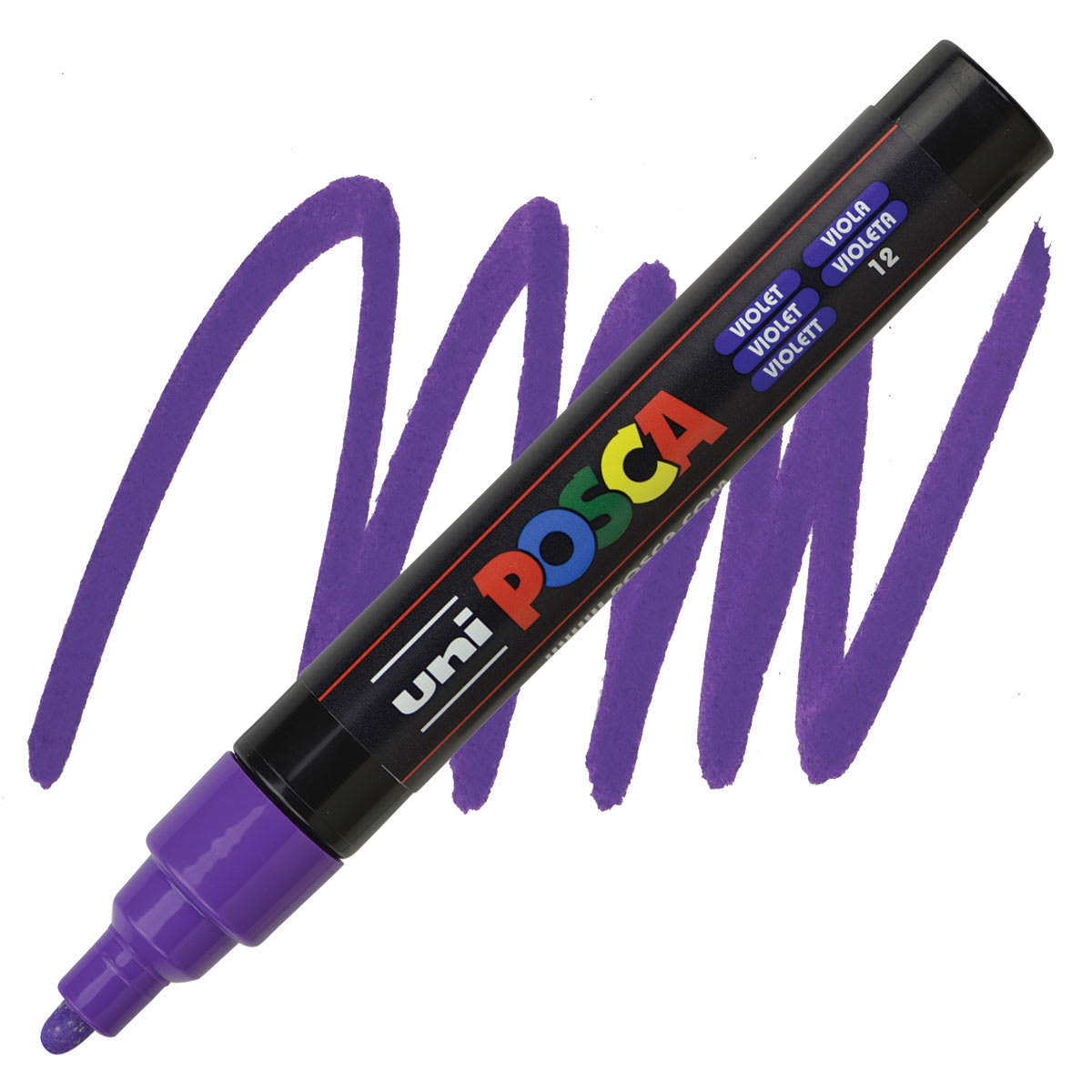 Uni Posca Paint Marker - Violet, Bullet Tip - 2.5 mm marker and swatch