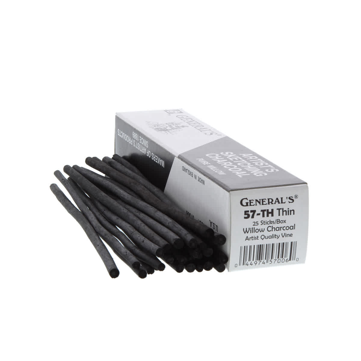 Artist's Vine & Willow Sketching Charcoal Thin, 25/Box