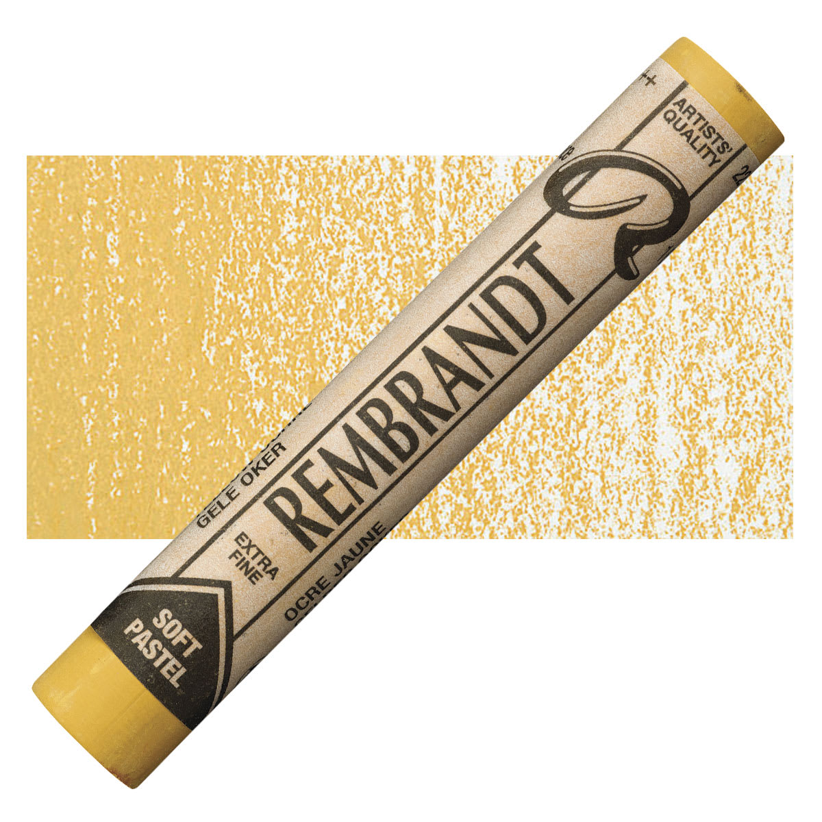 Rembrandt Soft Pastel - Yellow Ochre 227.5 pastel and swatch