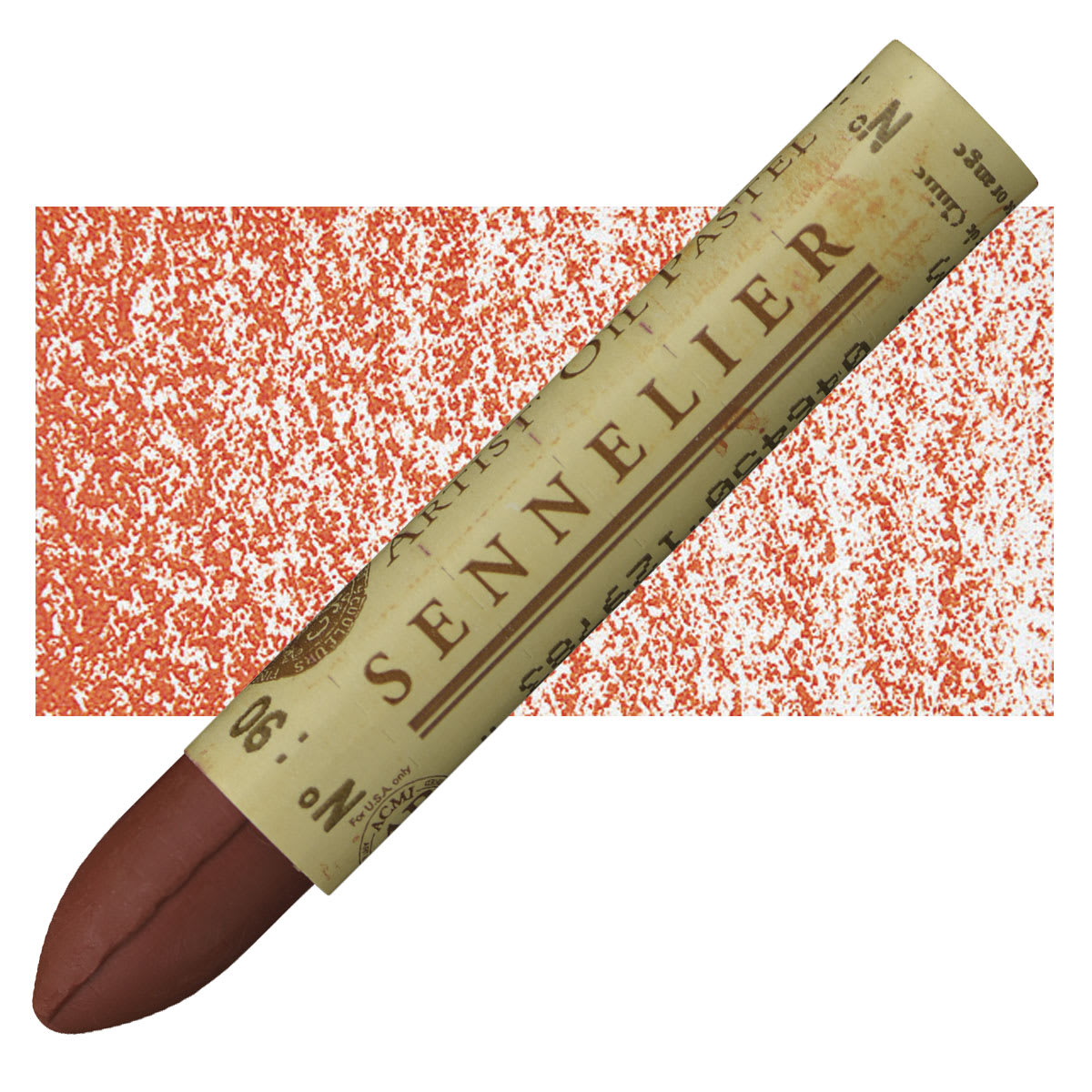 Sennelier Oil Pastel - Chinese Orange oil pastel and swatch