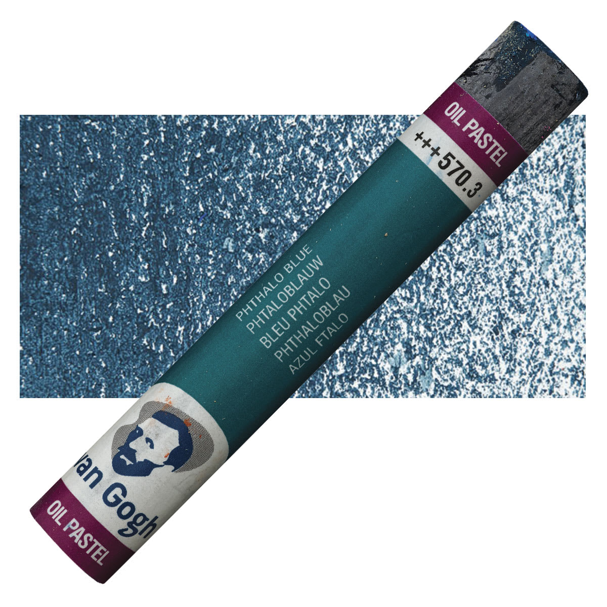 Van Gogh Oil Pastel - Phthalo Blue 570.3 oil pastel and swatch