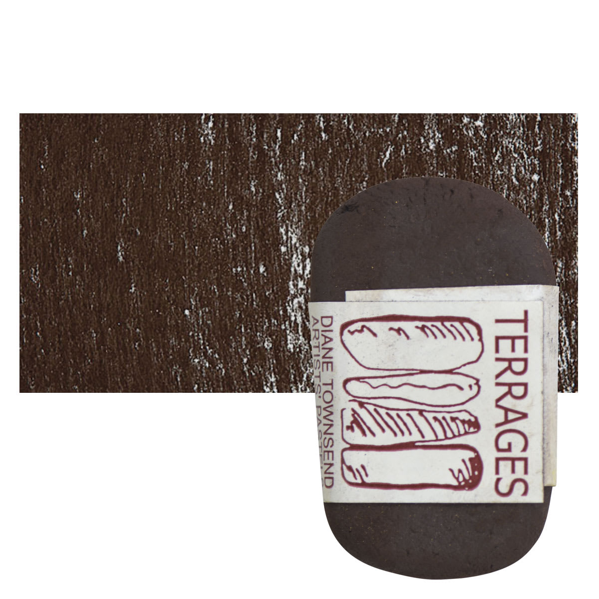 Townsend Terrages Pastel - Deep Brown Oxide pastel and swatch