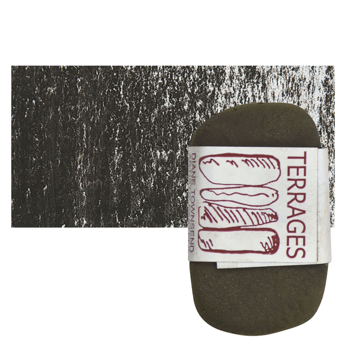 Townsend Terrages Pastel - Raw Umber 114 pastel and swatch