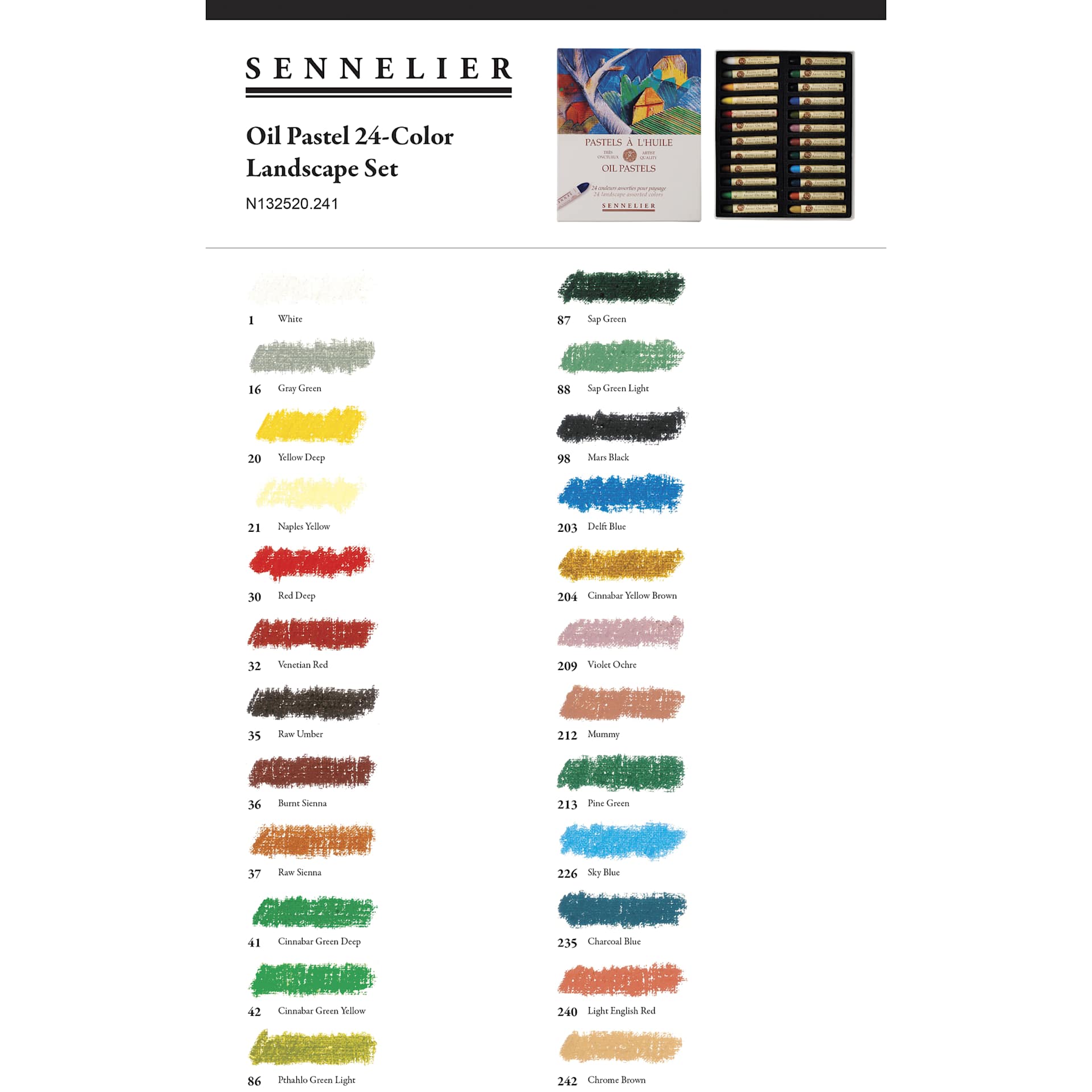 Sennelier Oil Pastel Set - Landscape Colors, Set of 24 | BLICK Art