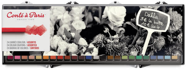 Conté à Paris Colour Pastel Carrés Set of 24, Assorted Colors. Front of package