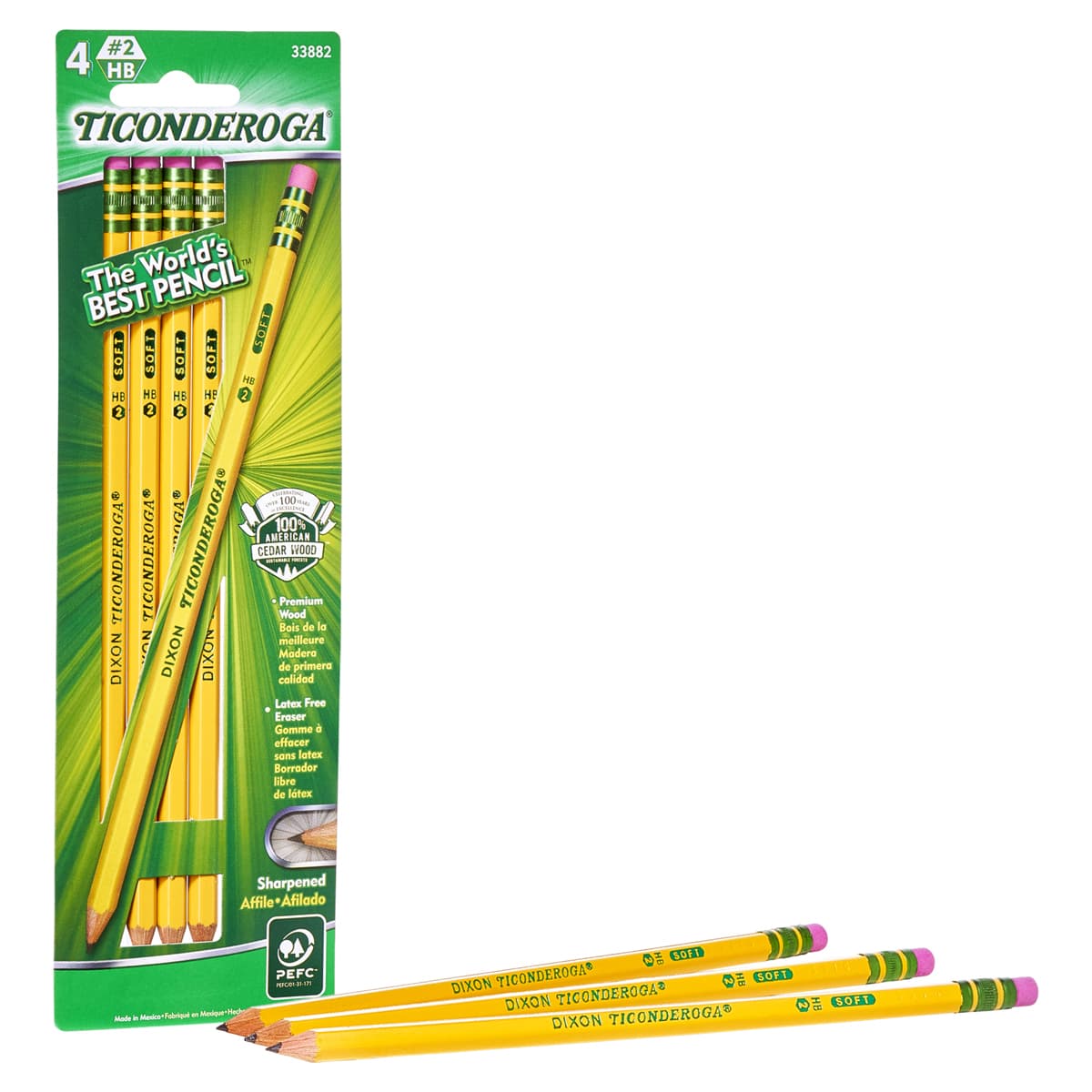 Ticonderoga Pencils 4/Pkg.   Carded - Peggable