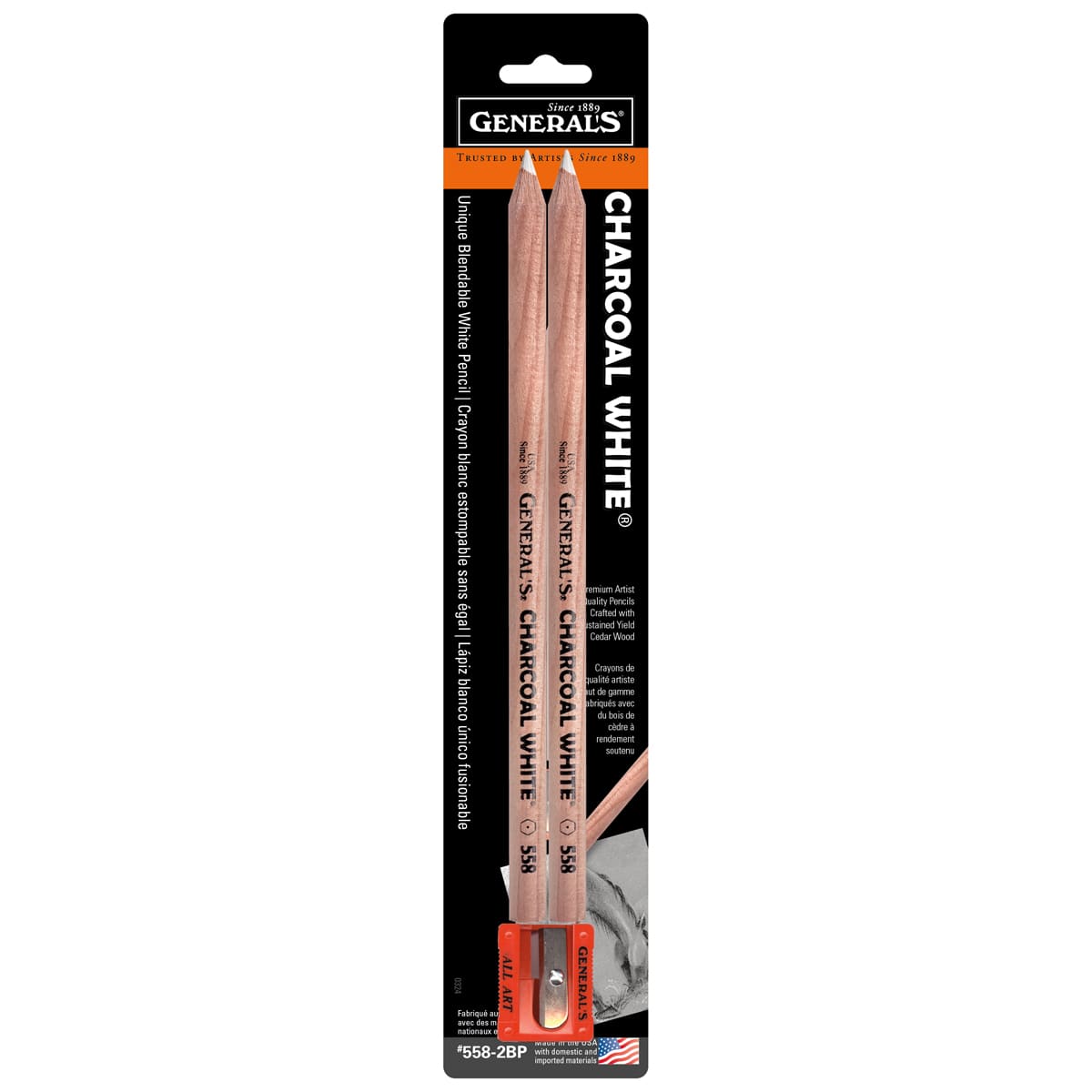 General Pencil Charcoal White Pencil Set, 2/Pkg,
