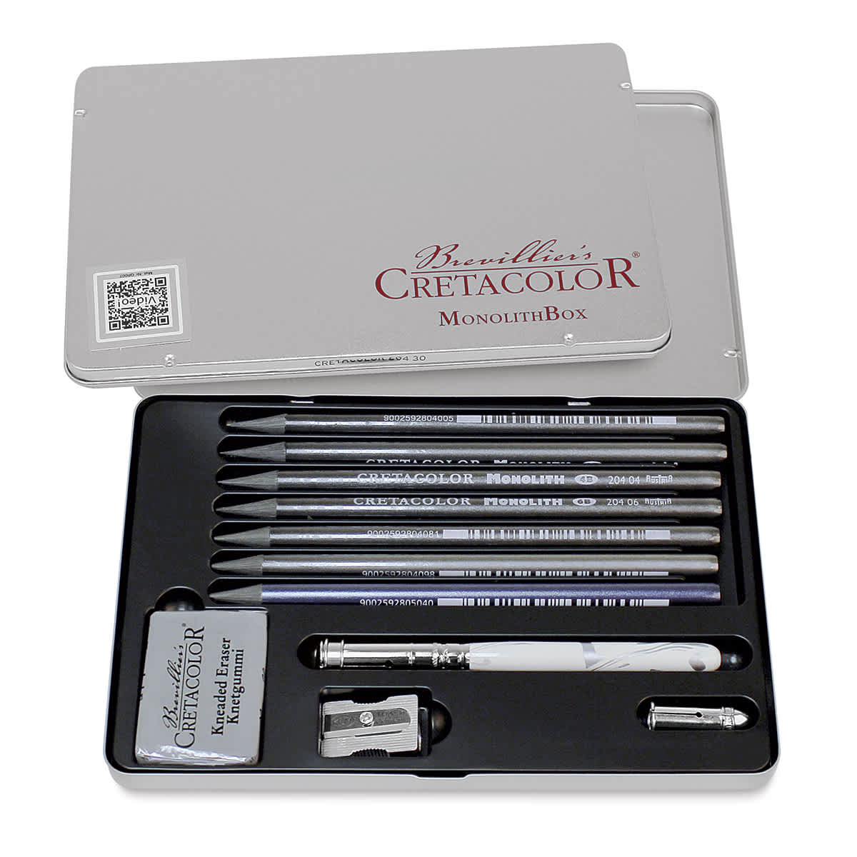 Cretacolor Monolith woodless graphite pencils shown open in their package with the solid 7mm graphite cores visible