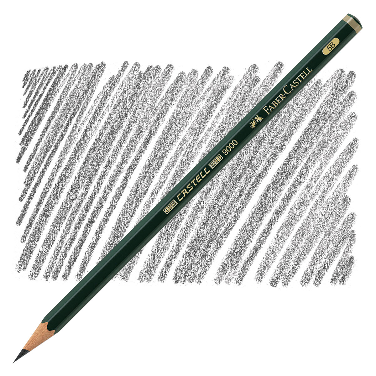 Faber-Castell 9000 Pencil - Graphite, 5B pencil and swatch