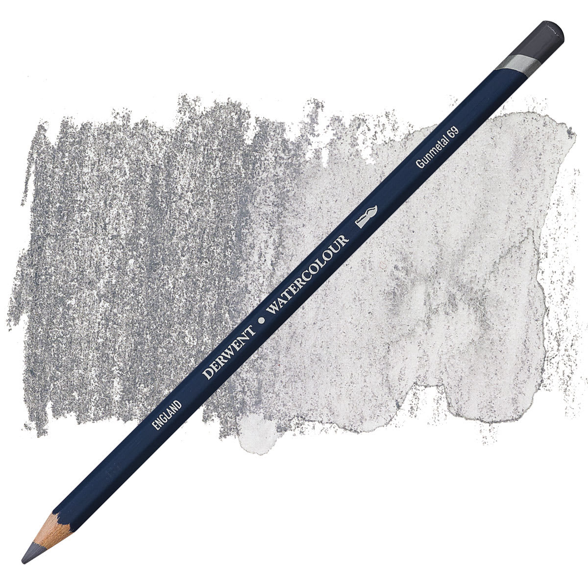 Derwent Watercolor Pencil - Gunmetal pencil and swatch