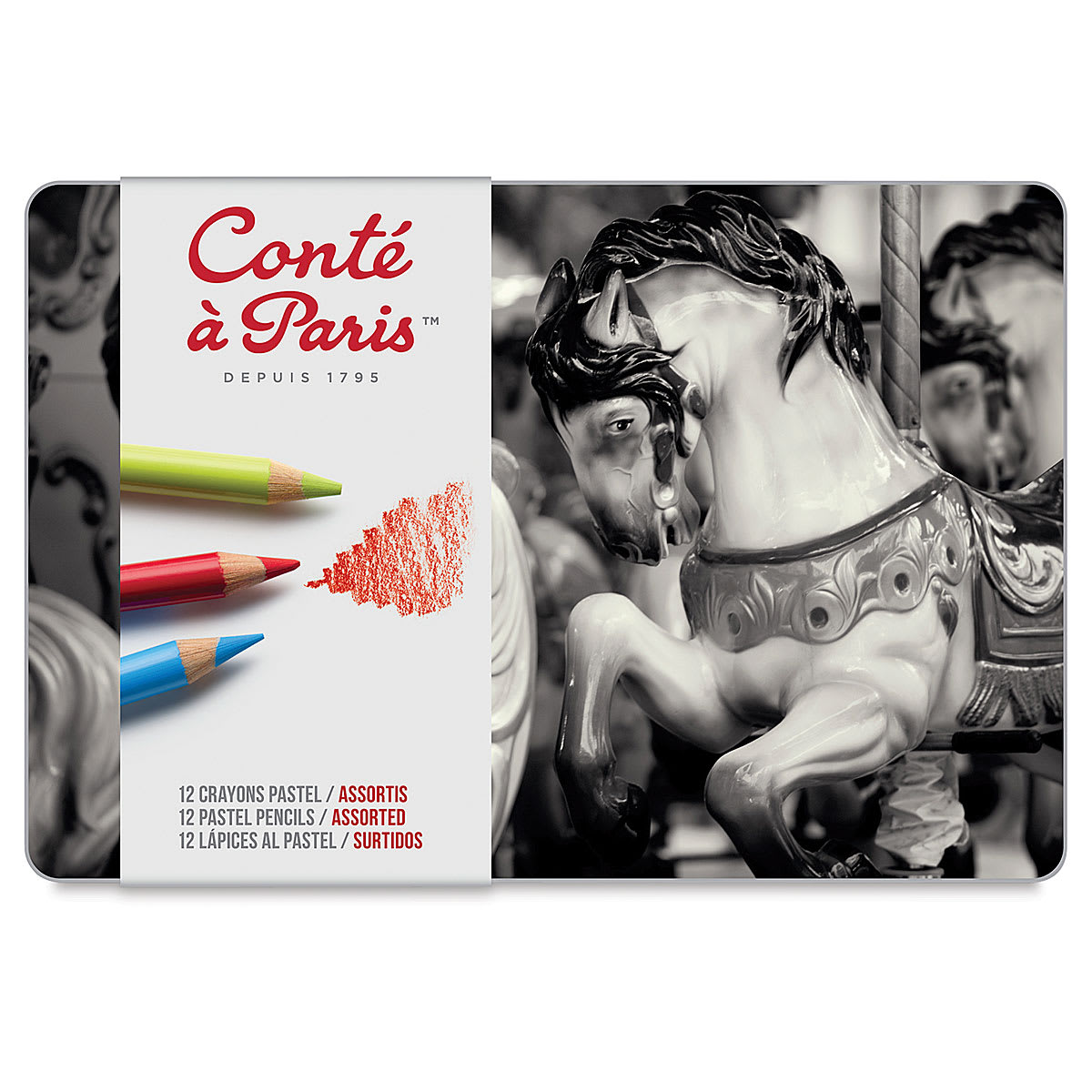 Conté à Paris Pastel Pencil Set - Set of 12, Assorted Colors, Tin, front of packaging