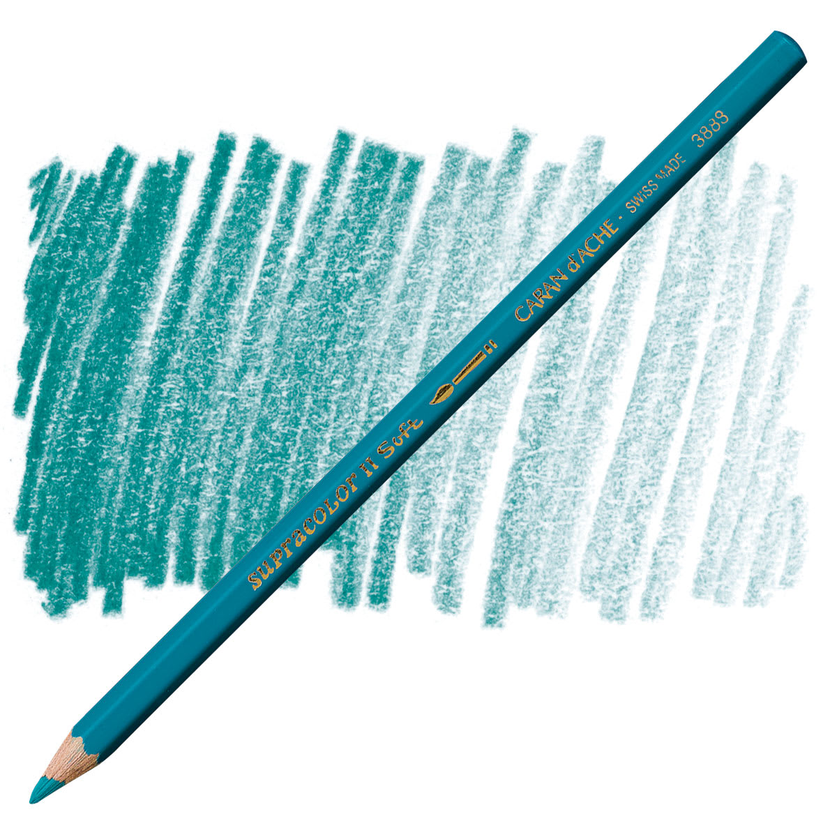 Caran d'Ache Supracolor Soft Aquarelle Pencil - Azurite Blue pencil and swatch
