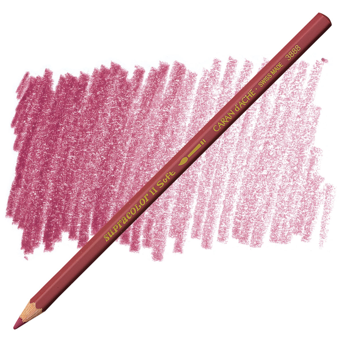 Caran d'Ache Supracolor Soft Aquarelle Pencil - Bordeaux Red pencil and swatch