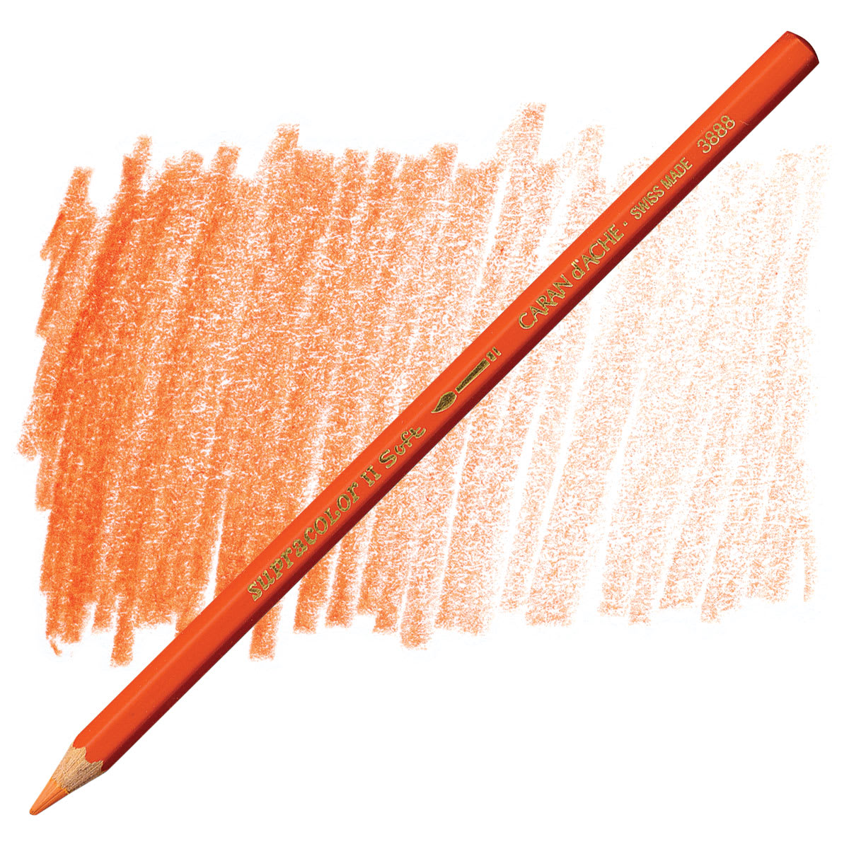 Caran d'Ache Supracolor Soft Aquarelle Pencil - Flame Red pencil and swatch