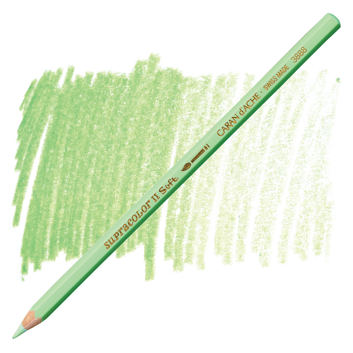 Caran d'Ache Supracolor Soft Aquarelle Pencil - Light Green pencil and swatch