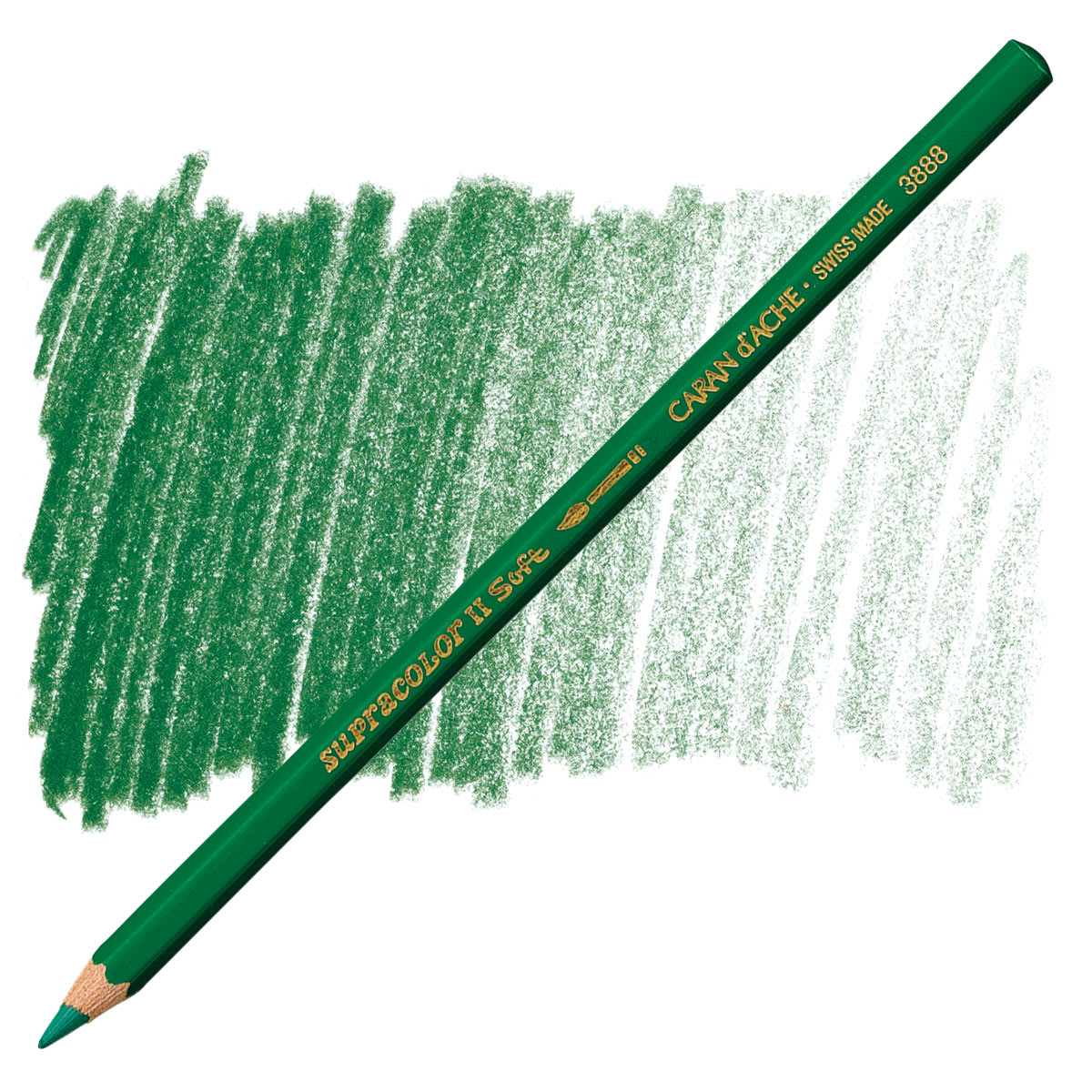 Caran d'Ache Supracolor Soft Aquarelle Pencil - Spruce Green pencil and swatch