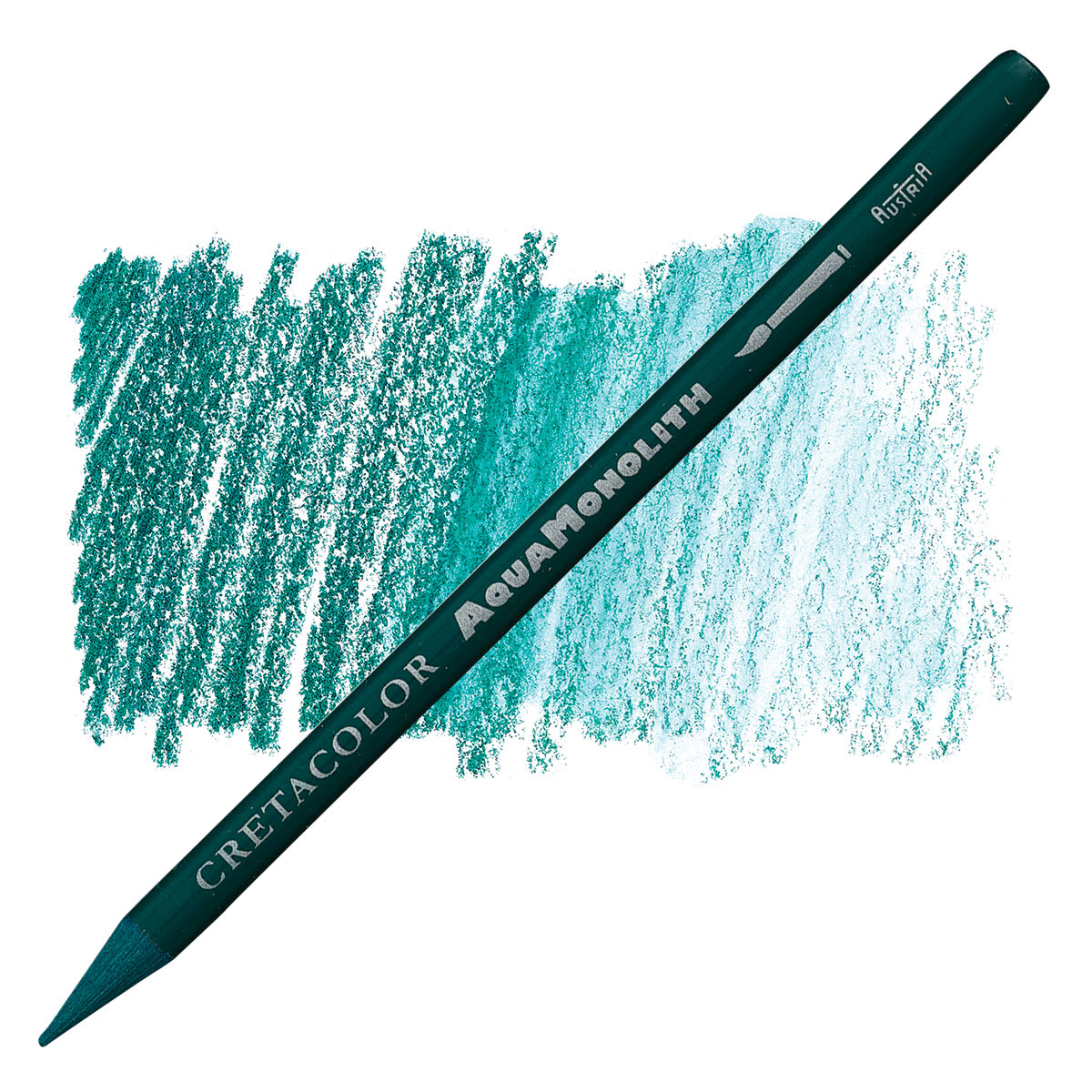Cretacolor Aqua Monolith Woodless Watercolor Pencil - Green Earth Dark pencil and swatch