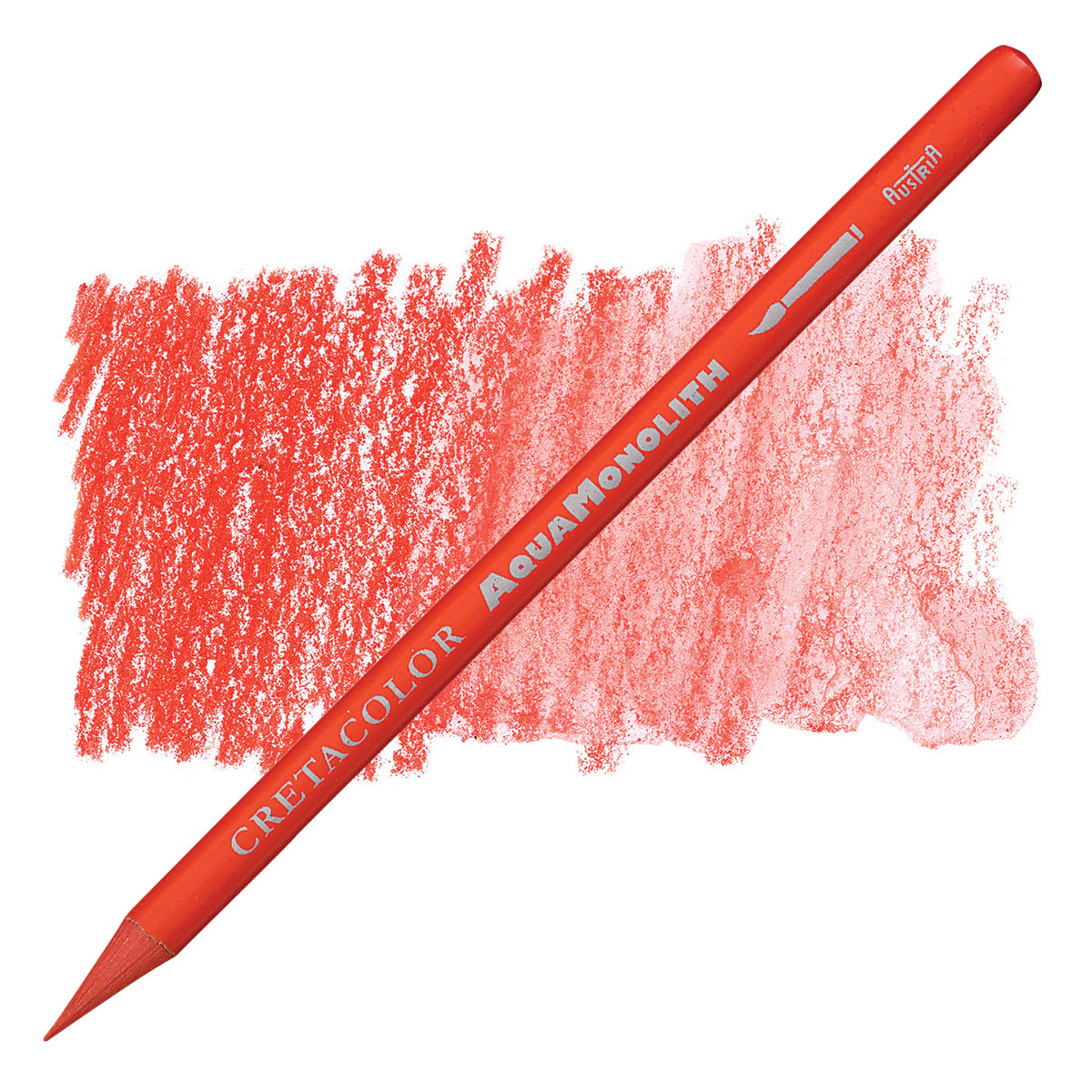 Cretacolor Aqua Monolith Woodless Watercolor Pencil - Vermilion Dark pencil and swatch