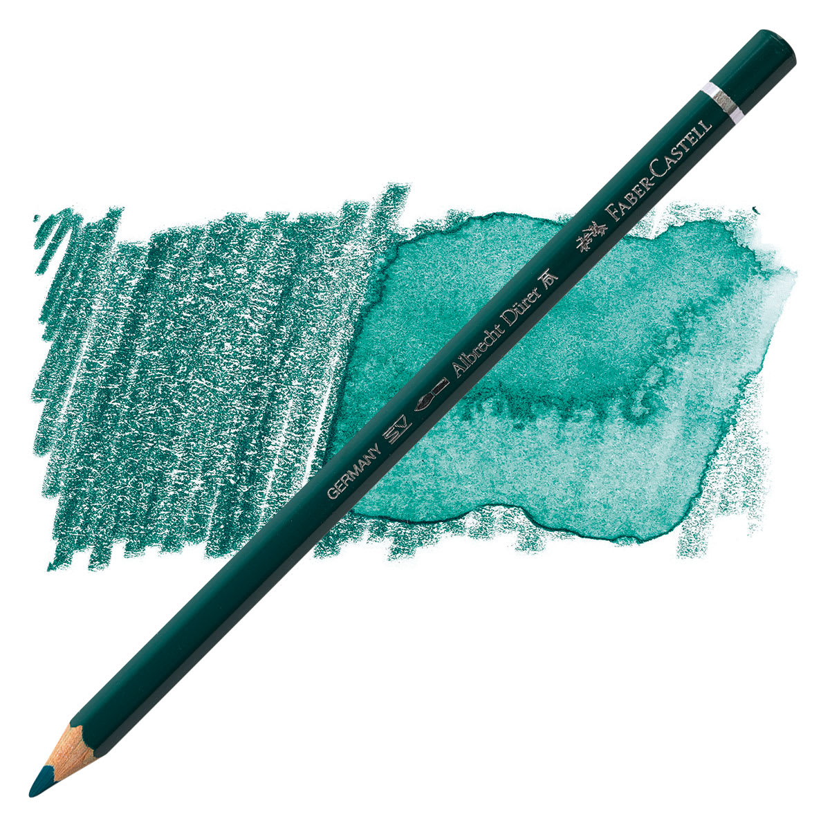 Faber-Castell Albrecht Durer Watercolor Pencil - Deep Cobalt Green pencil and swatch