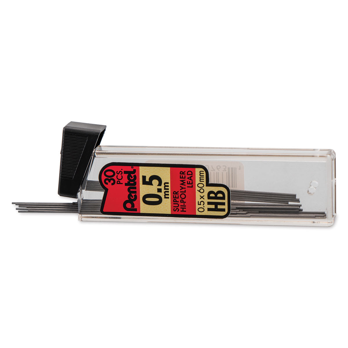 Pentel Hi-Polymer Lead Refills - 0.5 mm, Black, HB, Pkg of 30 packaging open