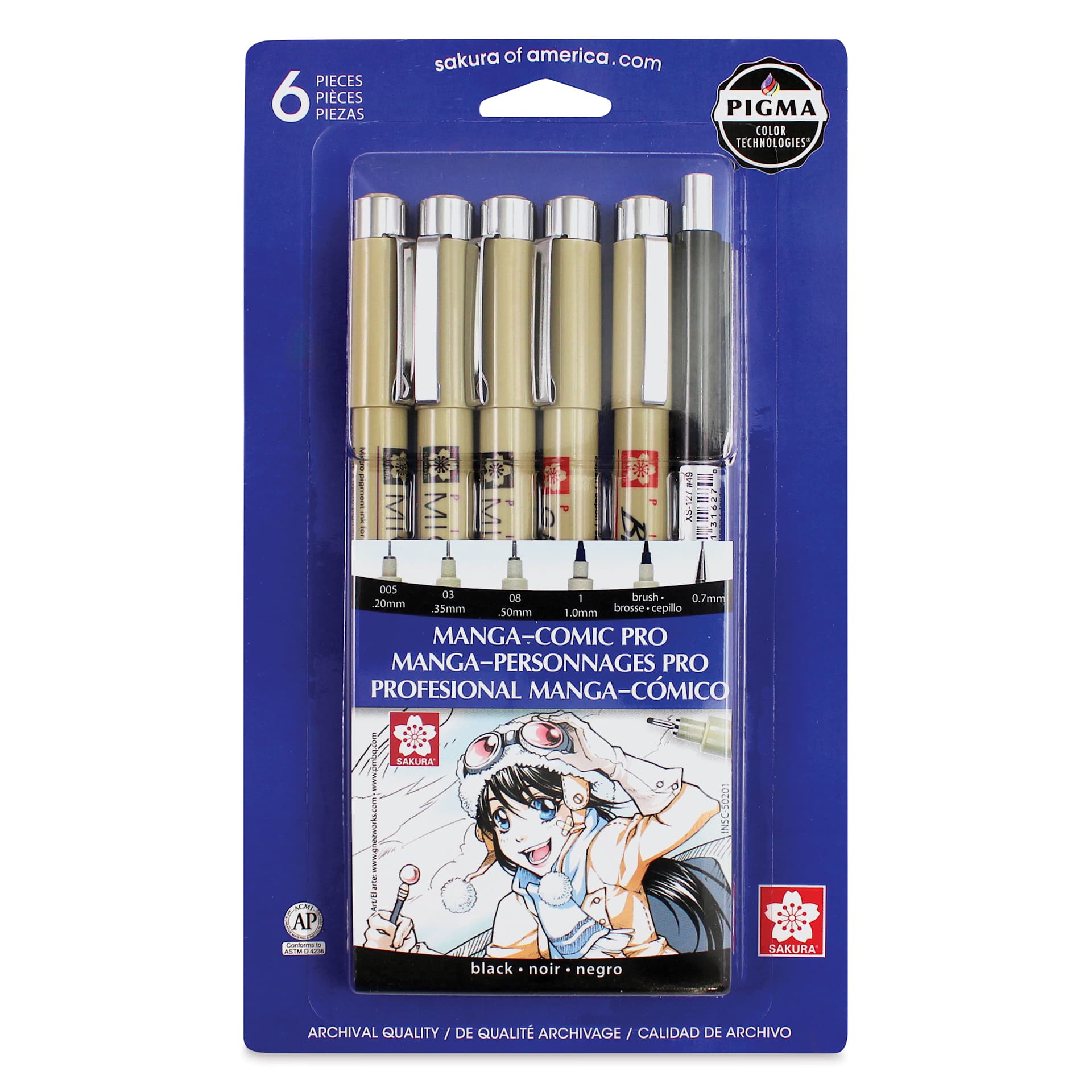 Sakura Manga Comic Pro Set - Sketching & Ink Set, Set of 6 | BLICK