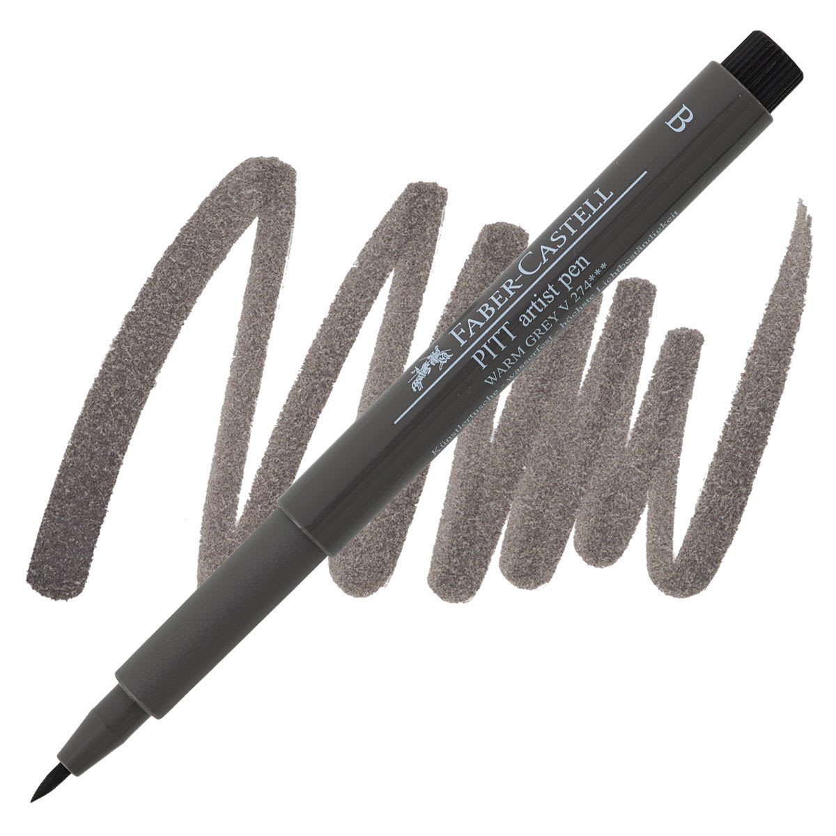 Faber-Castell Pitt Artist Pen - Warm Gray V, Brush Nib pen and swatch