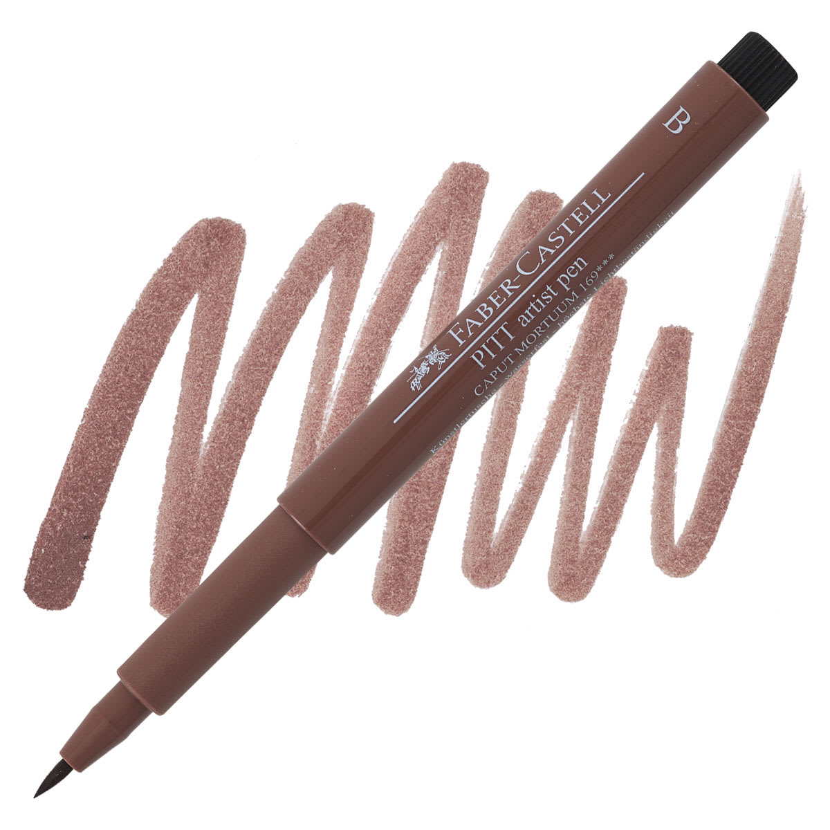 Faber-Castell Pitt Artist Pen - Caput Mortuum, Brush Nib pen and swatch