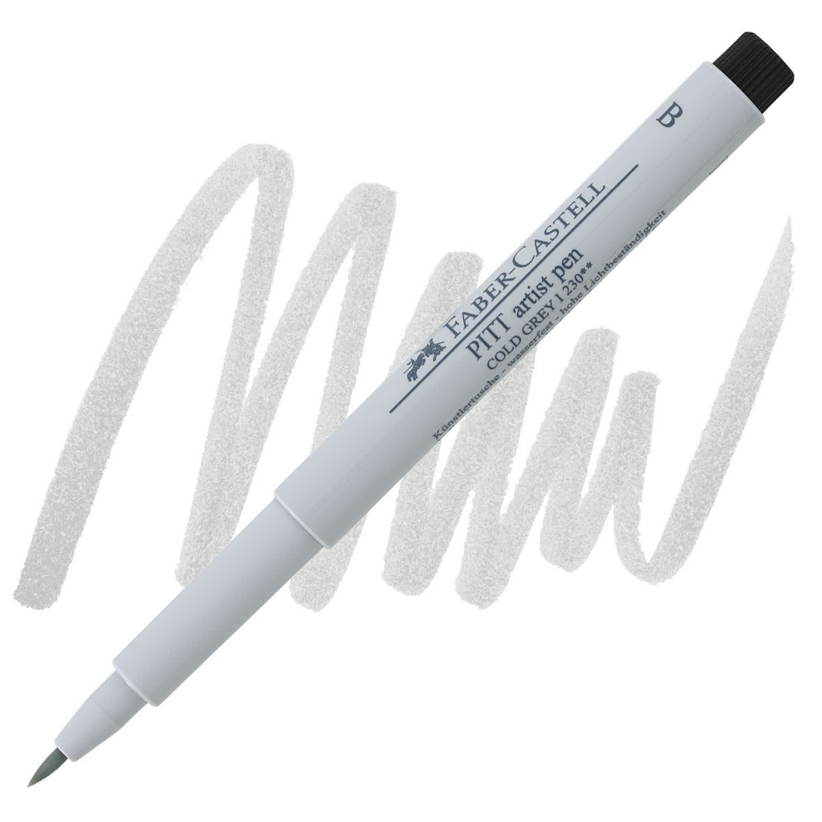 Faber-Castell Pitt Artist Pen - Cold Gray I, Brush Nib pen and swatch