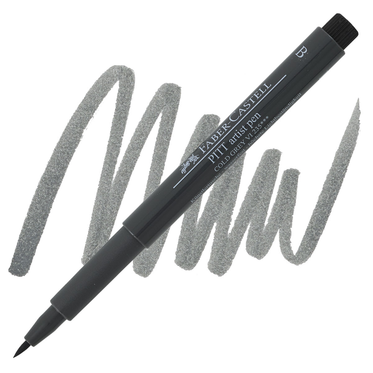 Faber-Castell Pitt Artist Pen - Cold Gray VI, Brush Nib pen and swatch