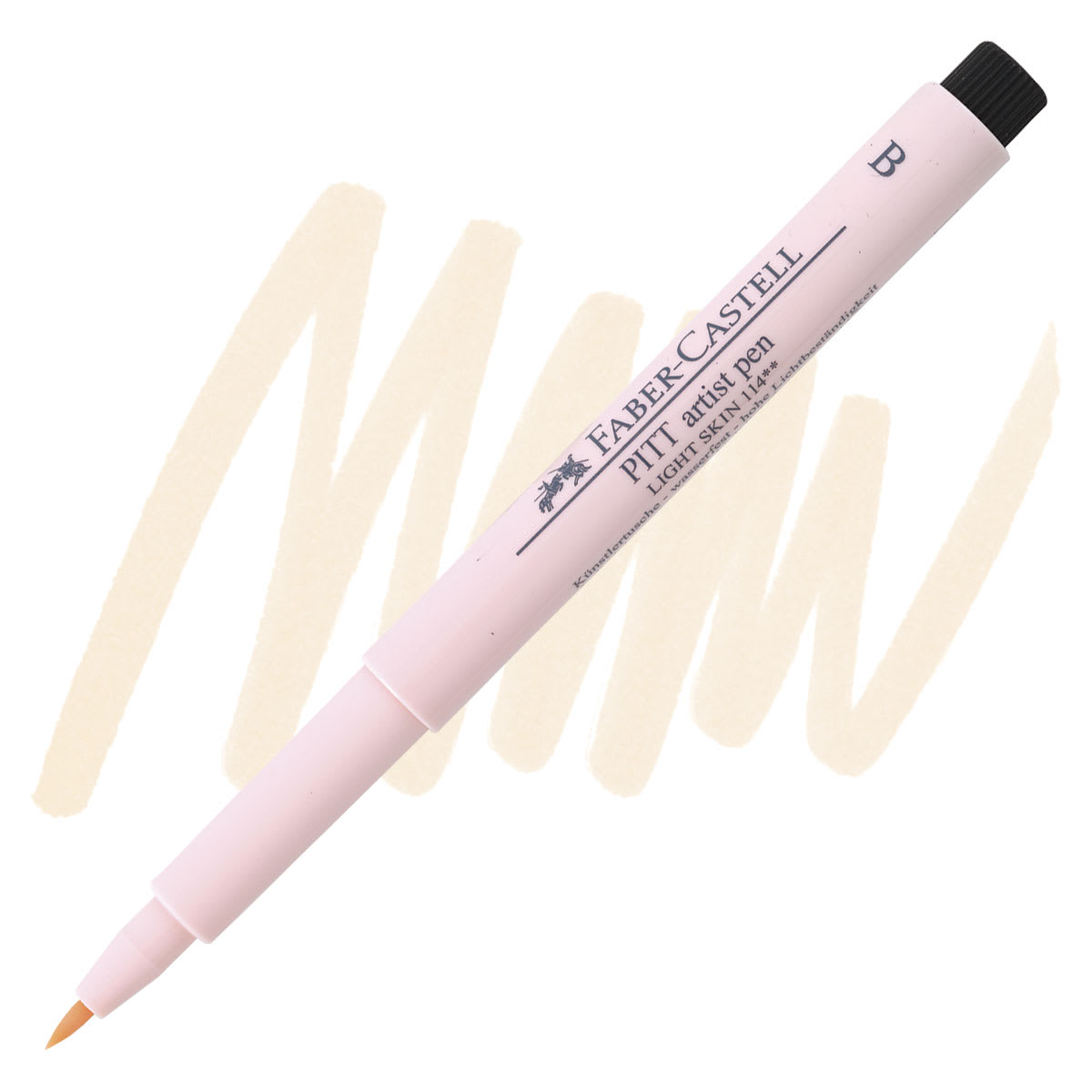 Faber-Castell Pitt Artist Pen - Pale Pink, Brush Nib pen and swatch